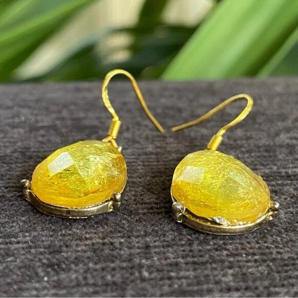 Shimmering Gold Foil Tear Drop Earrings - Picture 3 of 10